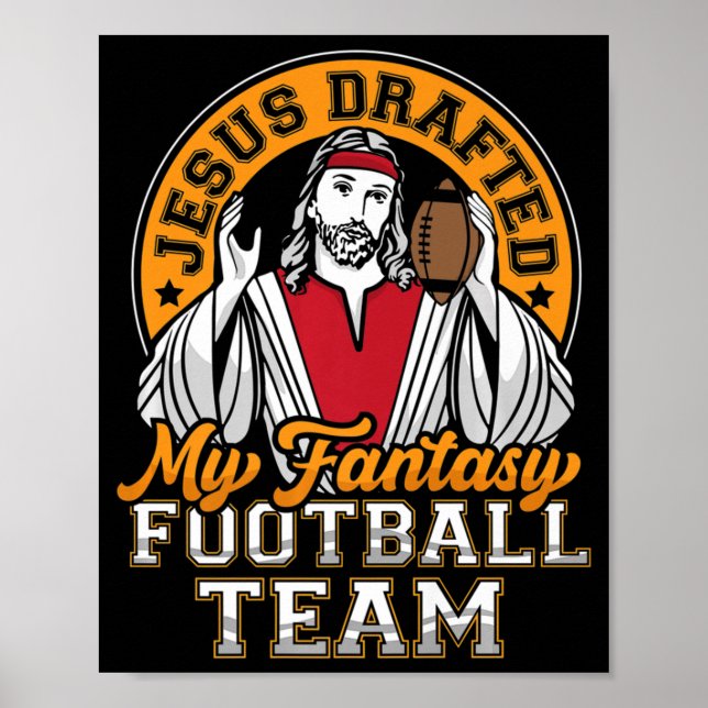 Póster Divertido Fantasía Fútbol Jesús Redactó Mi Equipo  (Frente)