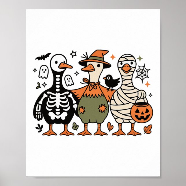 Póster Divertido Fantasma Halloween Fantasma Trate O (Frente)