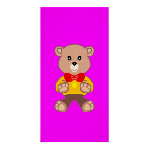 Póster Divertido Festividad Bowtie Teddy Bear Magenta ros