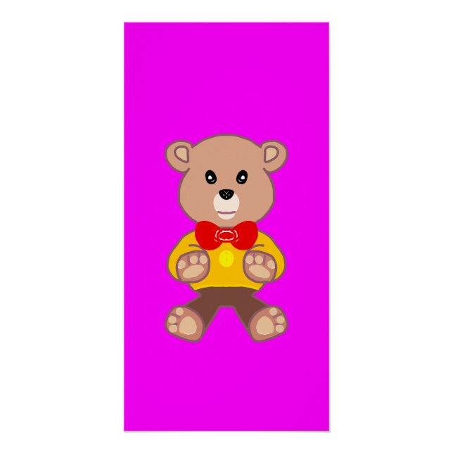 Póster Divertido Festividad Bowtie Teddy Bear Magenta ros (Anverso)