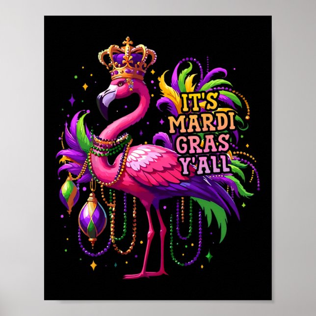 Póster Divertido Fiesta de Carnaval Idea Flamingo Mardi G (Frente)