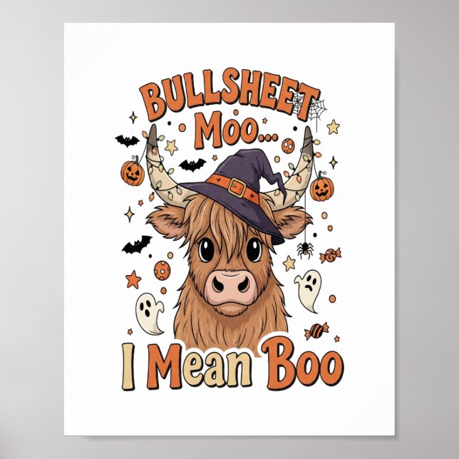 Póster Divertido folleto de la vaca de Halloween quiero d (Frente)