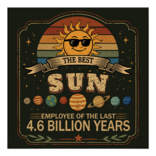 Póster Divertido Gráfico del Mejor Empleado Sol del Siste