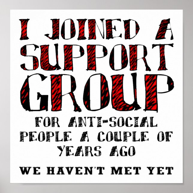 Póster Divertido Grupo de Apoyo Antisocial (Frente)
