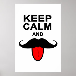 Póster Divertido guarde la calma y el bigote