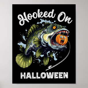 Póster Divertido Halloween Pesca Chicos Hombres Zombie B