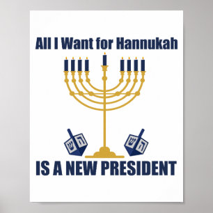Póster Divertido Hanukkah Judío Anti Trump Político