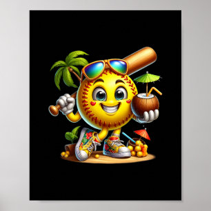 Póster Divertido Hawaii Softll Ll Hawaiano Tropical Veran