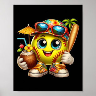 Póster Divertido Hawaii Softll Ll Hawaiano Tropical Veran