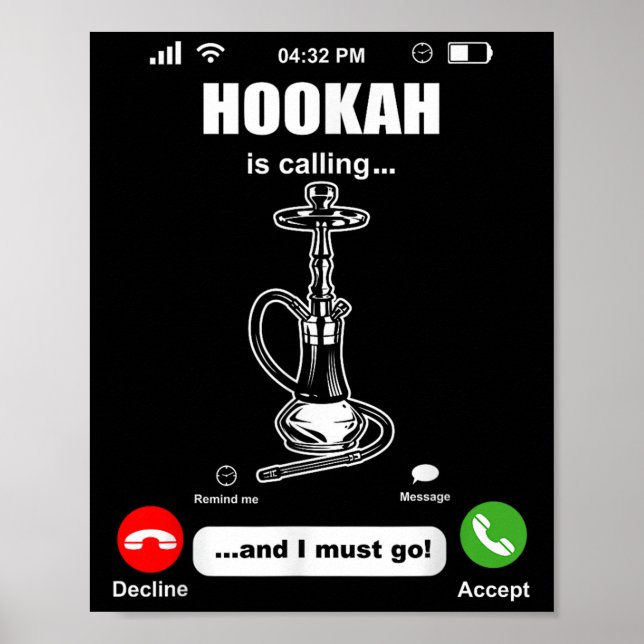 Póster Divertido Hookah llama a la tubería de agua Shisha (Frente)