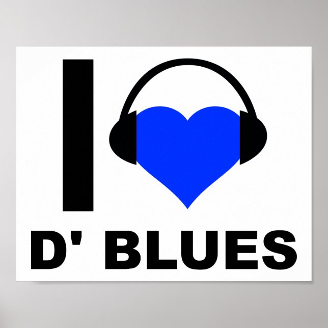 Póster Divertido I Heart D'Blues (Frente)