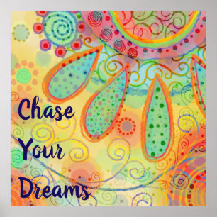 Póster Divertido Inspirador "Persigue tus sueños"