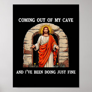 Póster Divertido Jesús De Pascua Saliendo De Mi Cueva Ret