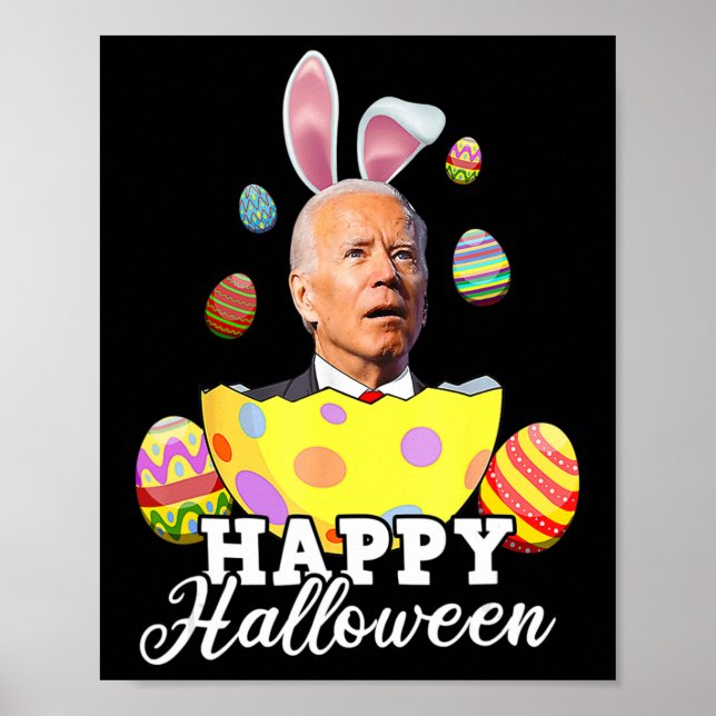 Póster Divertido Joe Biden Feliz Año Halloween confuso Pa (Frente)