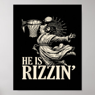 Póster Divertido Jugando Pascua De Baloncesto Es Rizzin