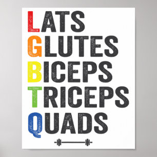Póster Divertido Lgbtq Lats Glúteos Bíceps Tríceps Cuádri