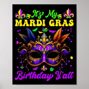 Póster Divertido Lindo es mi cumpleaños de mardi gras chi