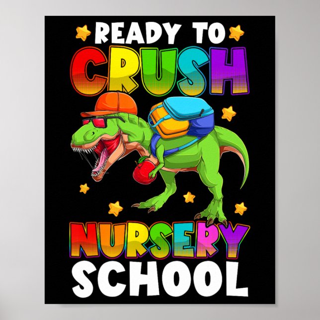 Póster Divertido Listo Para Aplastar Guardería T Rex Prim (Frente)