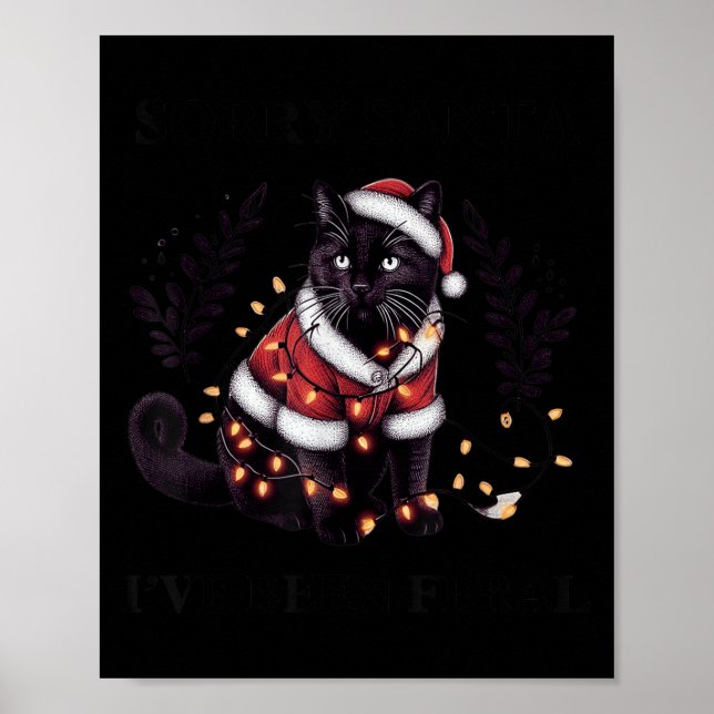 Póster Divertido Lo siento Santa I ha sido un Feral Gato  (Frente)