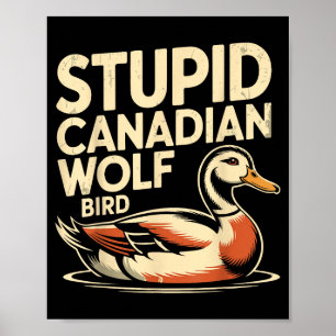 Póster Divertido Lobo Canadiense Ave Loon Hockey Vida Sil