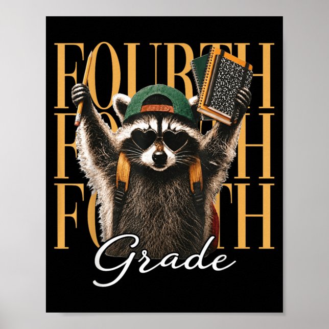 Póster Divertido Maestro De Cuarto Grado Fvibesl Mapache  (Frente)