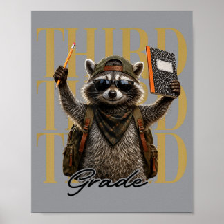 Póster Divertido Maestro De Tercer Grado Fvibesl Mapache 