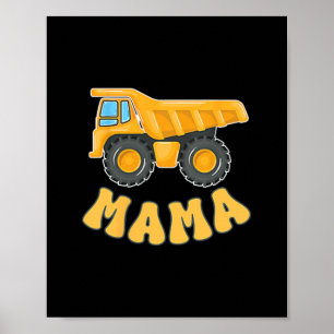 Póster Divertido Mamá Construcción Excavadora Niños Coinc