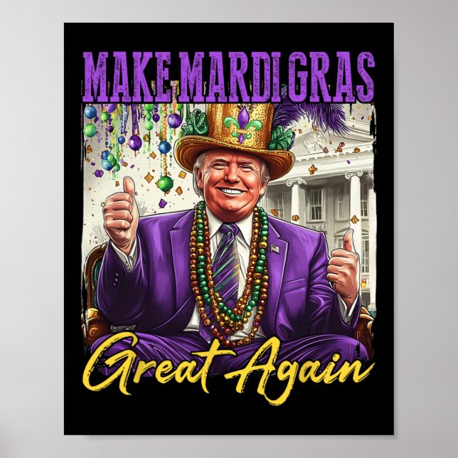 Póster Divertido Mardi Gras Donald Trump Mardi Gras Ameri (Frente)