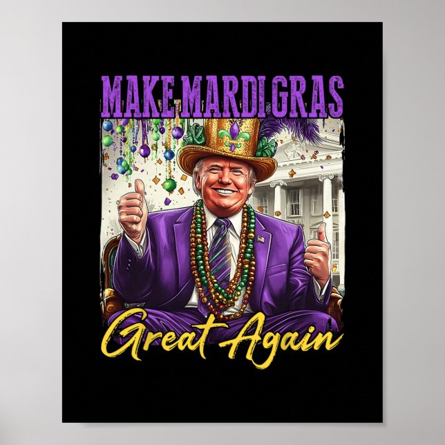 Póster Divertido Mardi Gras Donald Trump Mardi Gras Ameri (Frente)