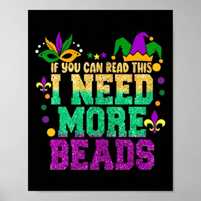 Póster Divertido Mardi Gras Fiesta Máscara Vestidos Hombr (Frente)