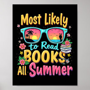 Póster Divertido Más Probable Leer Libros Todo Verano Pro