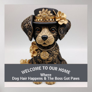 Póster Divertido mascota de perro amigo de advertencia de