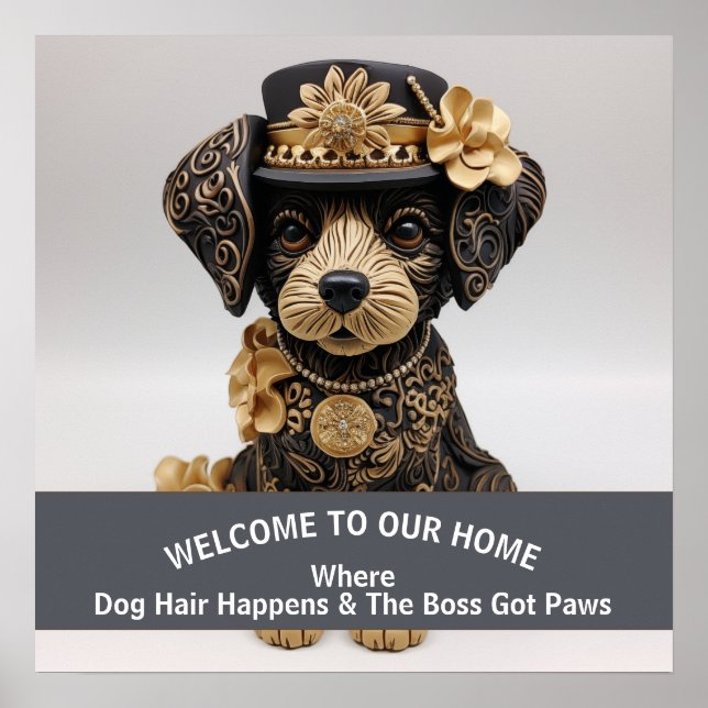 Póster Divertido mascota de perro amigo de advertencia de (Frente)