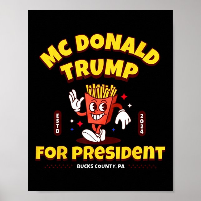 Póster Divertido Mcdonald Trump para la presidencia de Fr (Frente)