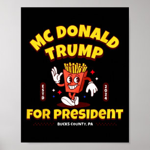 Póster Divertido Mcdonald Trump Presidente 2024 Patatas F