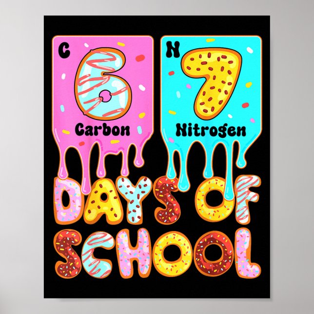 Póster Divertido meme de 67 días de escuela Tabla periódi (Frente)