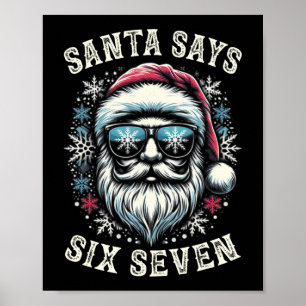 Póster Divertido meme de Navidad Santa 6-7 Seis Siete Rot