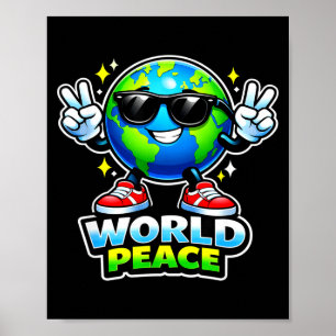 Póster Divertido mensaje lindo de paz mundial positivo y 