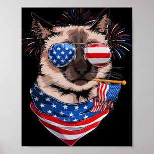 Póster Divertido Meowica Dueño Gato Siamés Amante Bandera