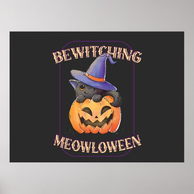 Póster Divertido Meowloween  (Frente)