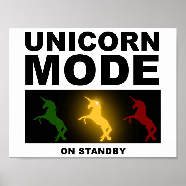 Póster Divertido Modo Unicornio en Espera (Frente)