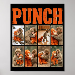 Póster Divertido mono macaco de golpe adorable meme japon