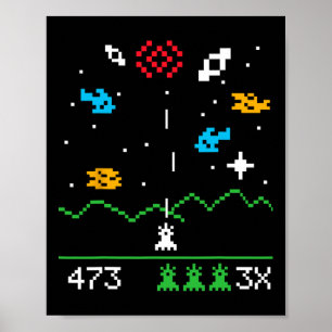 Póster Divertido Nerdy Vintage Astroespacio Video Jugador