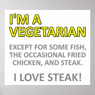 Póster divertido no muy vegetariano