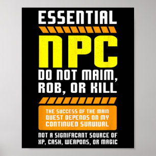 Póster Divertido Npc Gamer Esencial Y Personaje No Jugado