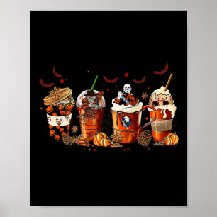 Póster Divertido otoño otoño otoño horror horror latte ca