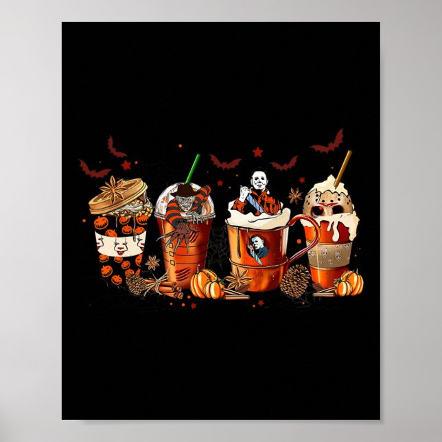 Póster Divertido otoño otoño otoño horror horror latte ca (Frente)