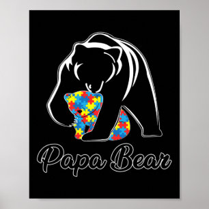 Póster Divertido papá oso autismo conciencia autismo a ju