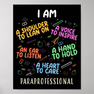 Póster Divertido Paraeducador Corazón Para Cuidar Parapro