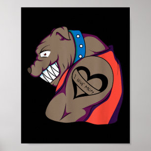 Póster Divertido perro Bulldog Muscular que amo a mamá Ta